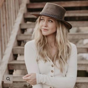 American Hat Makers Crusher— Womens Leather Crushable Outback Hat